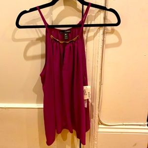 Magenta tank with chrome collar detail